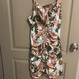 Shein LG floral ruched knee length dress.